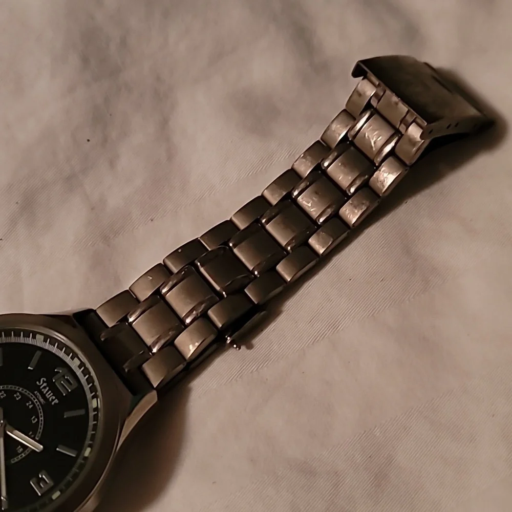 Stauer Mens Atomic Watch Titanium Radio‎ Controlled 15442 Silvertone New Battery